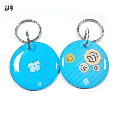 Waterproof Custom Design Programmable MIFARE Classic EV1 1K/4K NFC RFID Epoxy Keychain for Access Control Key Tag